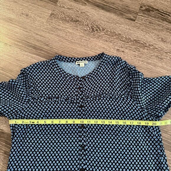 Whistles Blue Daisy Print Frill Blouse - Picture 7 of 10